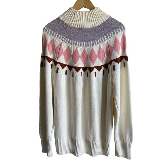 Free Assembly Women's Size XXL Cream Fair Aisle Mock Neck Pullover Sweater - Picture 4 of 9